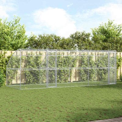 vidaXL Psí kennel 3 pcs Strieborná 6 x 2 x 2 m Pozinkovaná oceľ