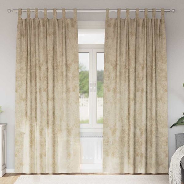 vidaXL Sametové závesy so záclonami 2 pcs Krémová 260 x 140 cm Zamat