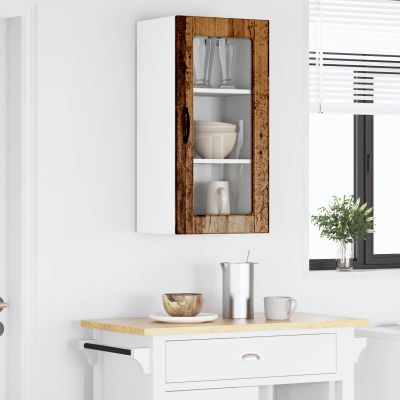 vidaXL Nástenný sklenený kabinet LUCCA Staré drevo 40 x 31 x 80 cm