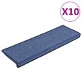 vidaXL Schodové rohože 10 ks 65x21x4 cm modré s obdĺžnikovým okrajom