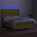 vidaXL Posteľ boxsping s matracom a LED zelená 140x190 cm látka