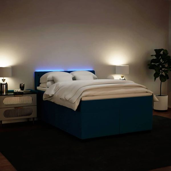vidaXL Posteľný rám boxsping s matracom modrý 160x200 cm zamat