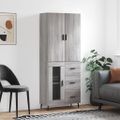 vidaXL Vysoká skrinka sivý dub sonoma 69,5x34x180 cm spracované drevo