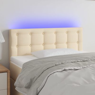 vidaXL Čelo postele s LED krémové 90x5x78/88 cm látka
