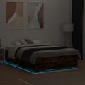 vidaXL Posteľný rám s LED svetlami dymový dub 140x190 cm kompoz. drevo