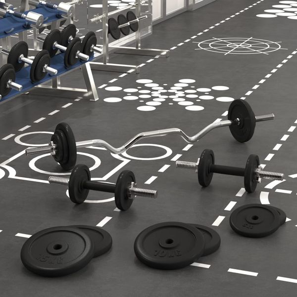 vidaXL Obojručná a jednoručná činka so závažiami 90 kg, liatina