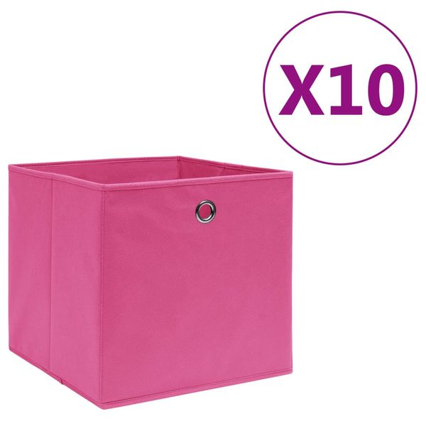 vidaXL Úložné boxy 10 ks, netkaná textília 28x28x28 cm, ružové