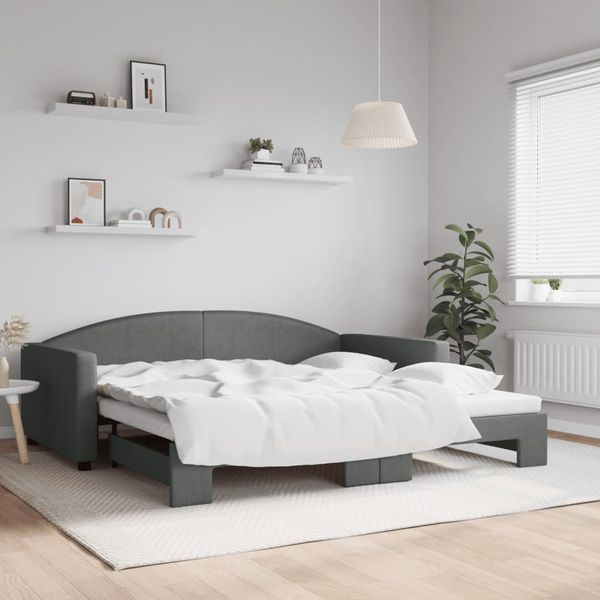 vidaXL Denná posteľ s rozkladacou posteľou tmavosivá 100x200 cm látka
