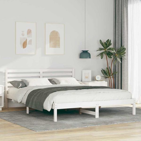 vidaXL Rám postele Biela 160 x 220 cm Masívne borovicové drevo