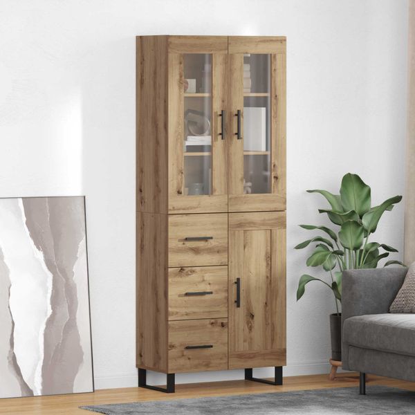 vidaXL Highboard so zásuvkou 2 pcs Remeselný dub Kompozitné drevo