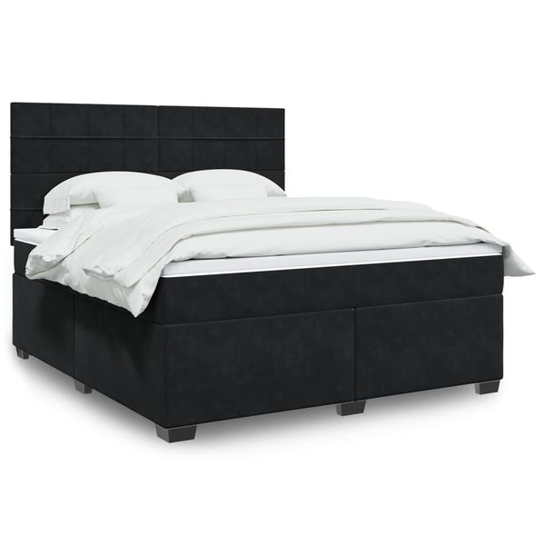 vidaXL Posteľný rám boxspring s matracom čierny 180x200 cm zamat