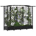 vidaXL Vyvýšený záhon s mriežkou a strechou Čierna 203,5 x 40 x 123 cm