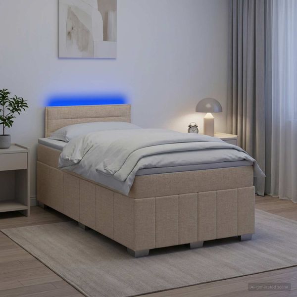 vidaXL Posteľ boxspring s matracom Krémová 120 x 190 cm Látka