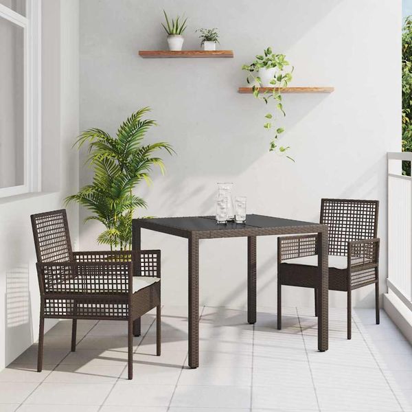 vidaXL Záhradný jedálenský set 3 pcs Hnedá polyratan