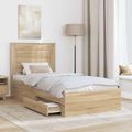 vidaXL Rám postele Sonoma dub a striebro 75 x 190 cm Kompozitné drevo