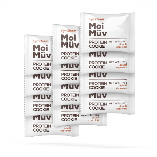 MoiMüv Protein Cookie - GymBeam, dvojitá čokoláda, 12 x 75 g