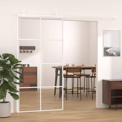 vidaXL Posuvné dvere ESG sklo a hliník 102,5x205 cm biele