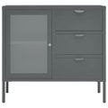 vidaXL Komoda antracitová 75x35x70 cm oceľ a tvrdené sklo
