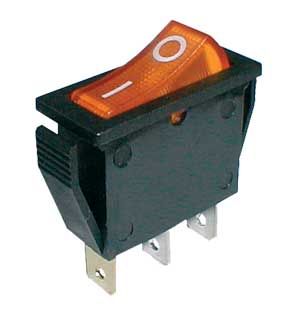 Prepínač kolískový    2pol./3pin  ON-OFF 250V/15A pros. žltý