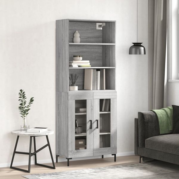 vidaXL Vysoká skrinka sivý dub sonoma 69,5x34x180 cm spracované drevo