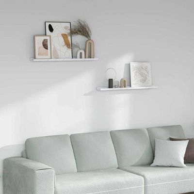 vidaXL Stenná polica 2 pcs Biely mramor 80 x 9 x 3 cm Kompozitné drevo