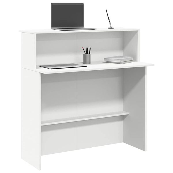 vidaXL Recepčný pult biely 100x50x103,5 cm, umelé drevo