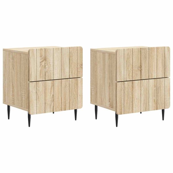 vidaXL Nočný stolík so zásuvkou 2 pcs Dub sonoma 43 x 34,5 x 49,5 cm