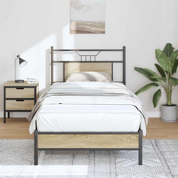 vidaXL Posteľný rám bez matraca dub sonoma 75x190 cm kompozitné drevo