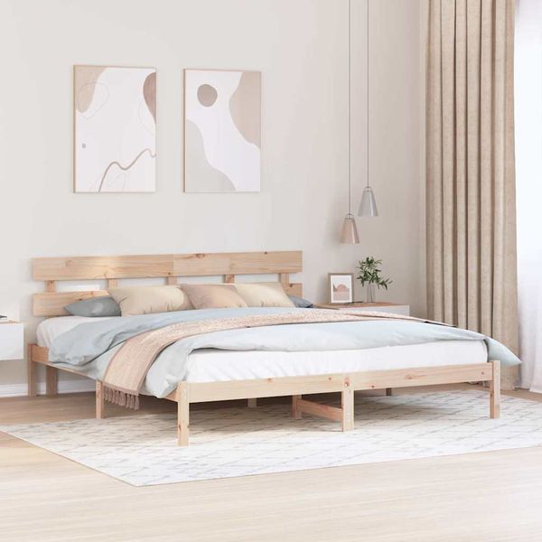vidaXL Rám postele s čelnou doskou Hnedá 180 x 200 cm Borovicový masív