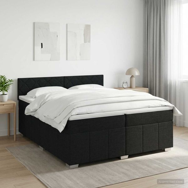 vidaXL Posteľ boxspring s matracom Čierna 200 x 200 cm Látka