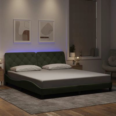 vidaXL Rám postele s LED bez matraca bledosivý 180x200 cm zamat