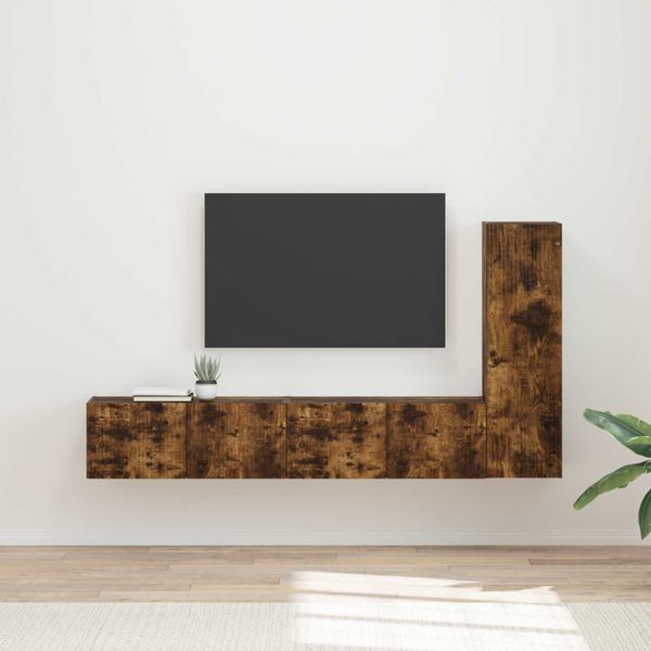 vidaXL Zostava TV skriniek Nástenný 3 pcs Dymová dub Kompozitné drevo