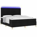 vidaXL LED box s pružinami s čelnou doskou Čierna 180 x 200 cm látka