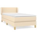 vidaXL Posteľný rám boxsping s matracom krémový 90x200 cm látka