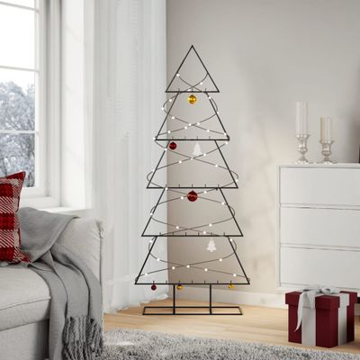 vidaXL Kovový vianočný dekoratívny stromček čierny 150 cm