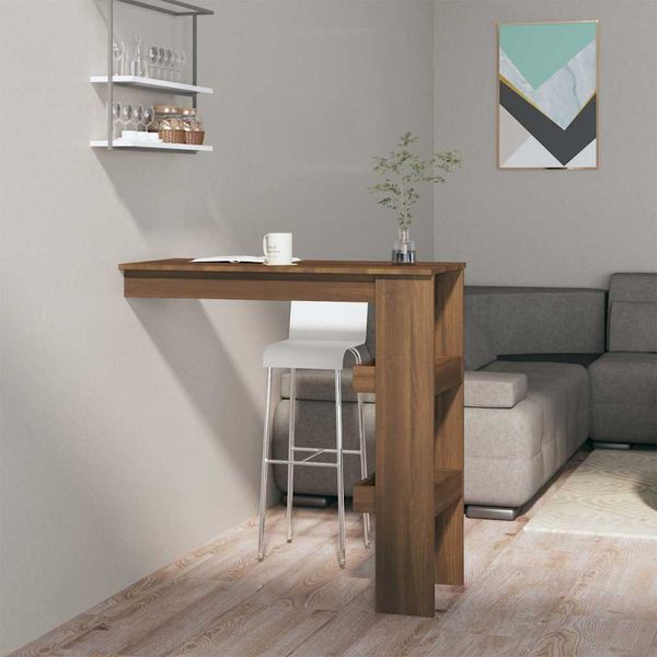 vidaXL Nástenný barový stôl hnedý dub 102x45x103,5 cm kompozitné drevo