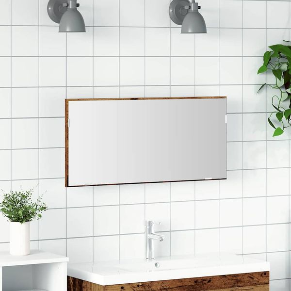 vidaXL Zrkadlo Staré drevo 80 x 37 cm Sklo a inžinierske drevo
