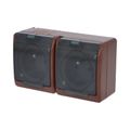GALATEA IP44 Zásuvka 2x 2P+PE, 2-násobná vodorovná (hneda / průhledné víčko)