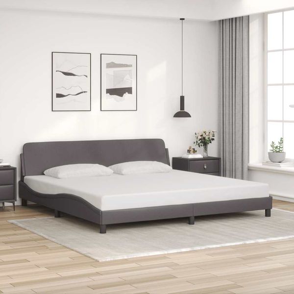 vidaXL Rám postele Dover sivý 200x200 cm umelá koža