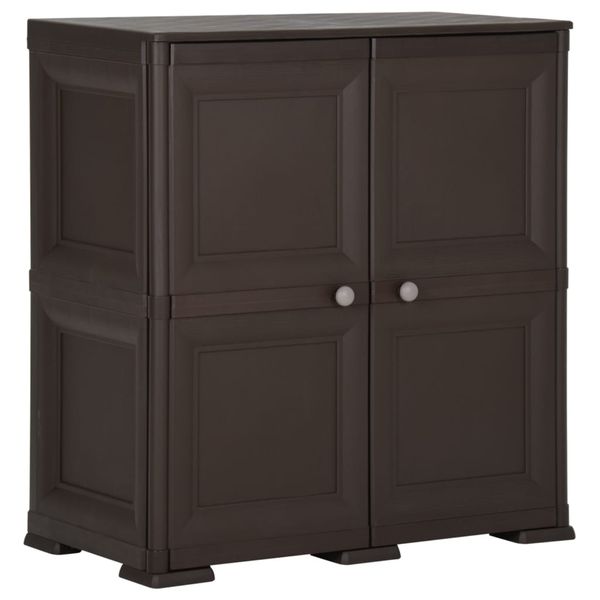 vidaXL Plastová skrinka 79x43x85,5 cm drevené prevedenie hnedá