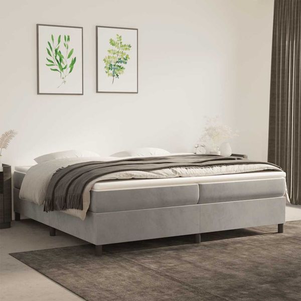 vidaXL Posteľný rám boxsping s matracom bledosivý 200x200 cm zamat