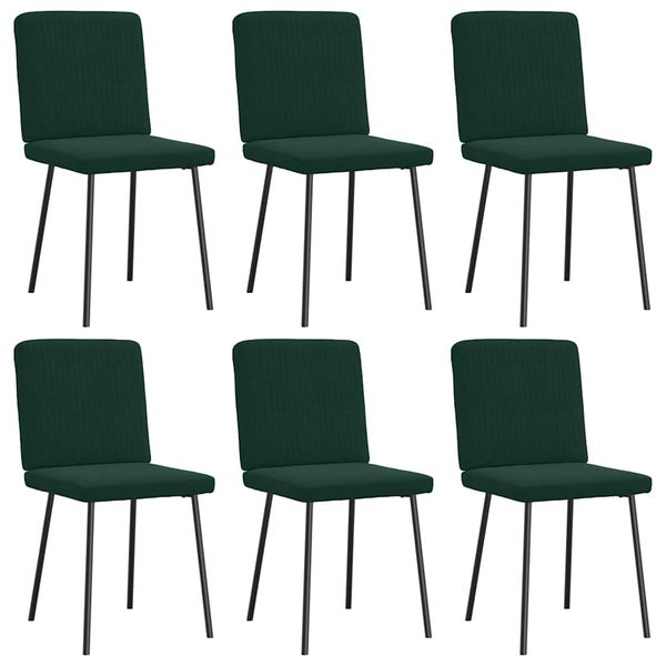 vidaXL Jedálenské stoličky 6 ks, tmavozelené, zamat