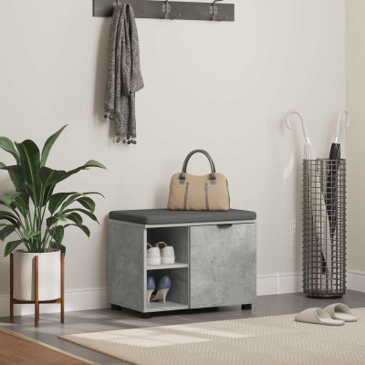 vidaXL Predsieňová lavica s vankúšom Betónovo Sivá 60 x 38 x 46 cm