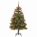 vidaXL Umelý vianočný stromček s pniškami Zelená 120 cm PVC a PE a kov
