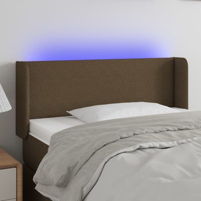 vidaXL Čelo postele s LED tmavohendé 83x16x78/88 cm látka