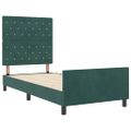 vidaXL Posteľ s pružinovým rámom Tmavozelená 100 x 200 cm Zamat