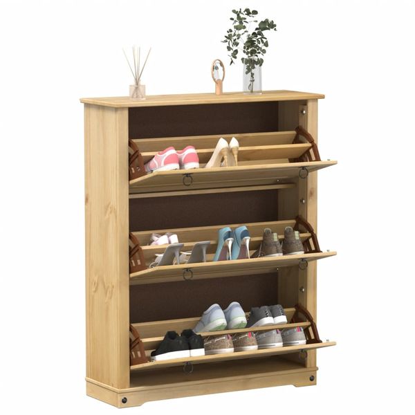 vidaXL Botník Corona 99x32x124,5 cm borovicový masív