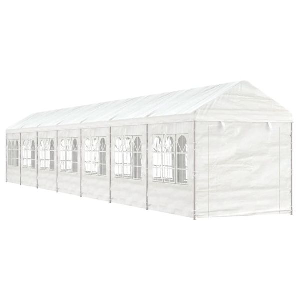 vidaXL Altánok so strechou, biely 15,61x2,28x2,69 m, polyetylén