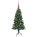 vidaXL Rohový umelý vianočný strom s 150 LED-i Zelená 120 cm PVC a kov