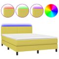vidaXL Posteľ boxsping s matracom a LED zelená 140x190 cm látka
